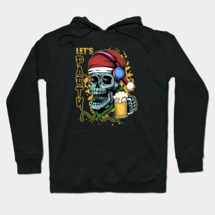 Skull Christmas Beer Party Hoodie